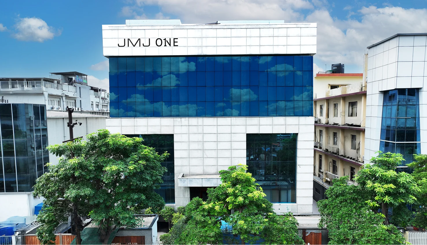 Aerial view of JMJ ONE commercial building in Noida
