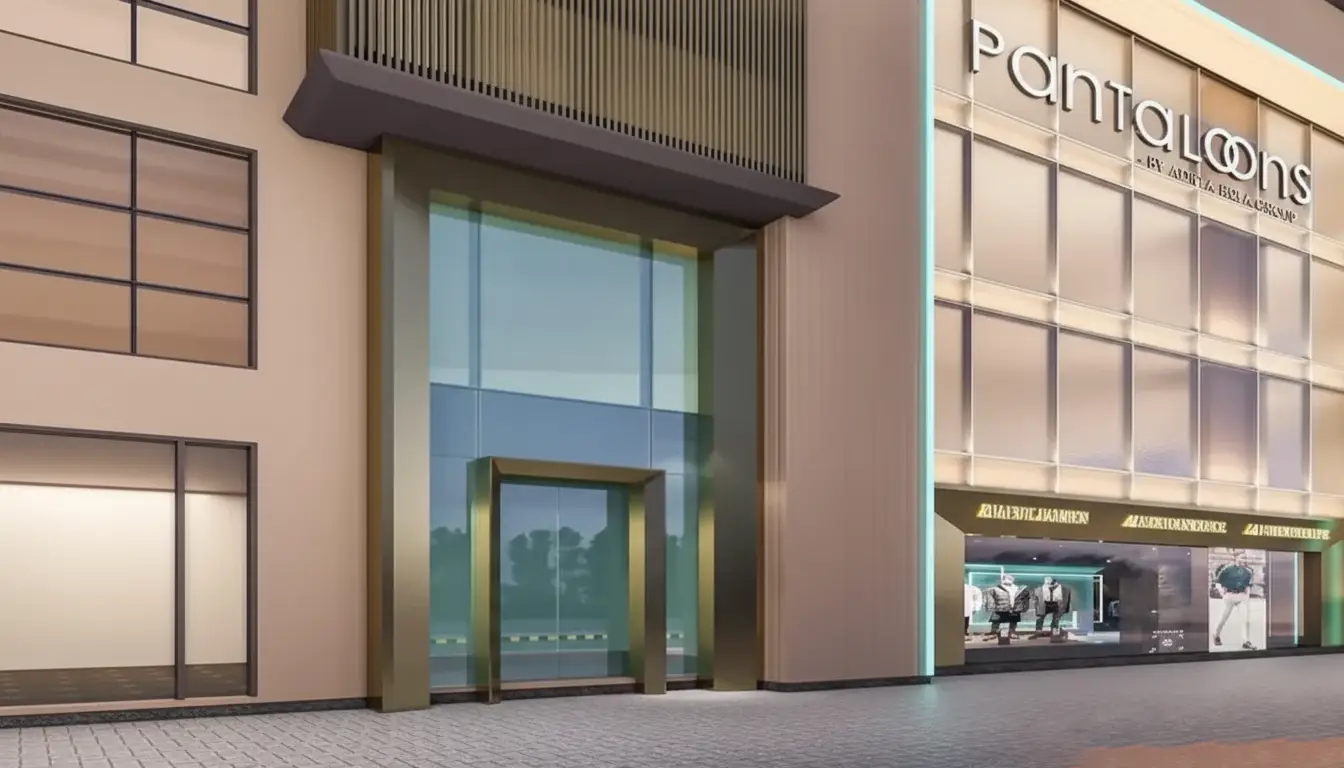Commercial hub for lease in Delhi NCR featuring modern architecture and Pantaloons storefront.