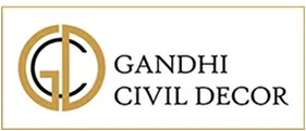 Gandhi Civil Decor logo featuring a gold and black GD monogram for JMJ Estate commercial real estate projects.
